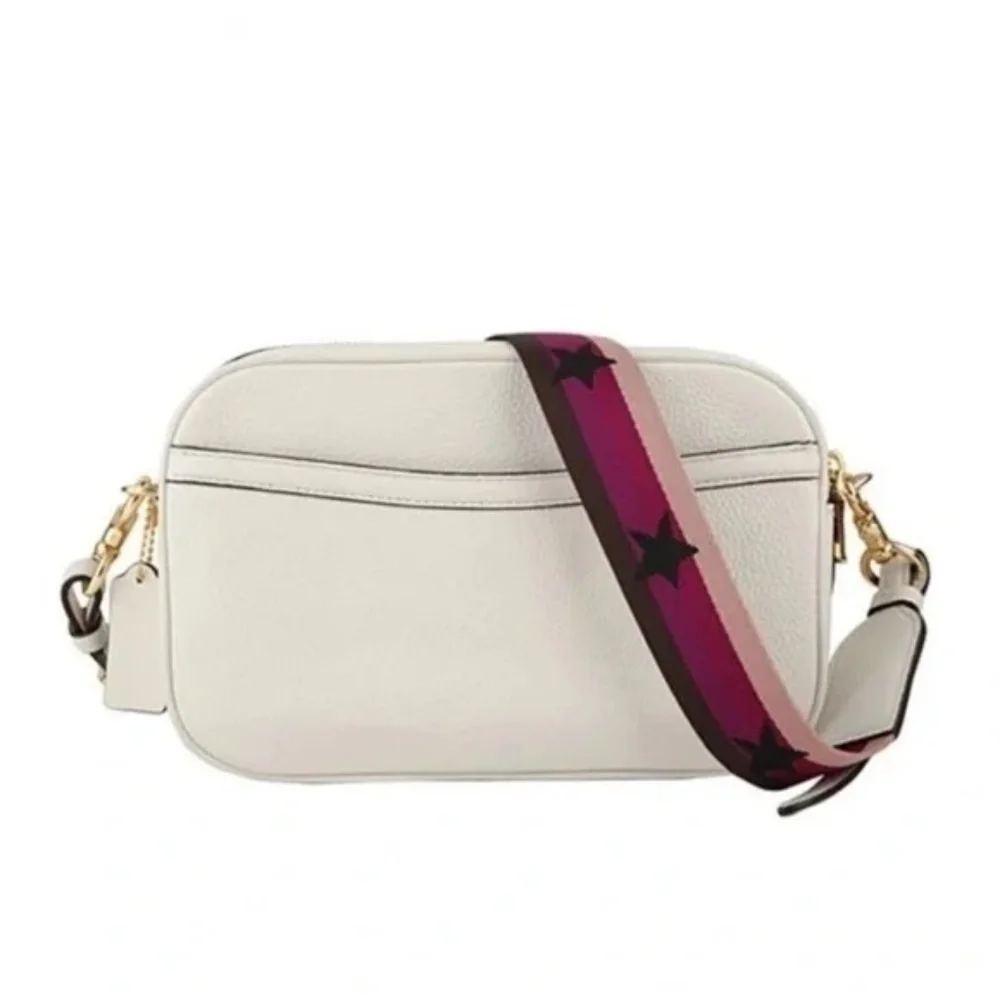 Coach Jes Crossbody Bag Chalk F75818 Pink Strap With Stars